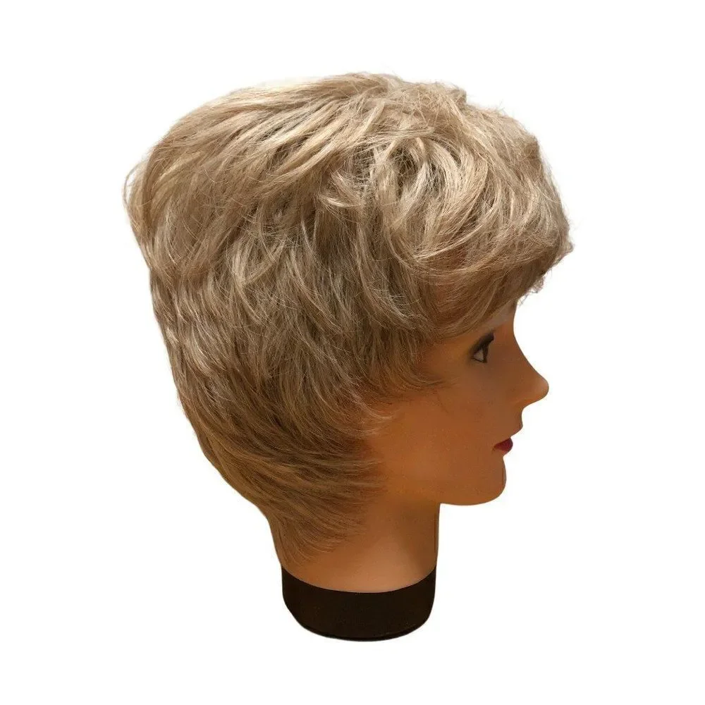 Vintage Blonde Synthetic Wig Short Hair Womens